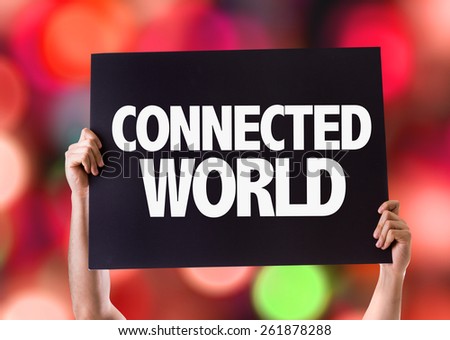 Connected World card with bokeh background