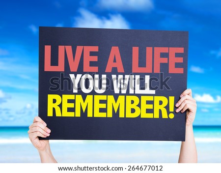 Live a Life You Will Remember card with beach background