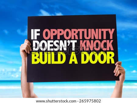 If Opportunity Doesn\'t Knock Build a Door card with beach background
