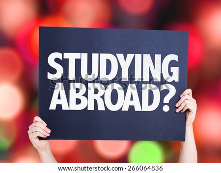 Studying Abroad? card with bokeh background