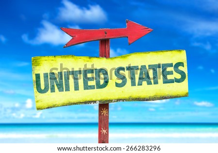 United States sign with beach background