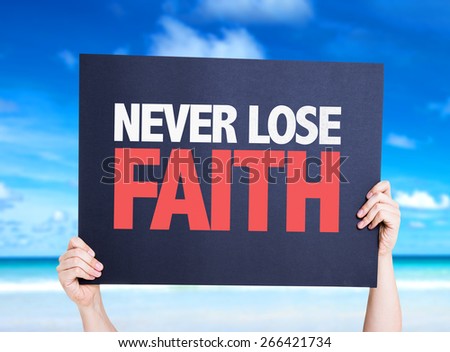 Never Lose Faith card with beach background