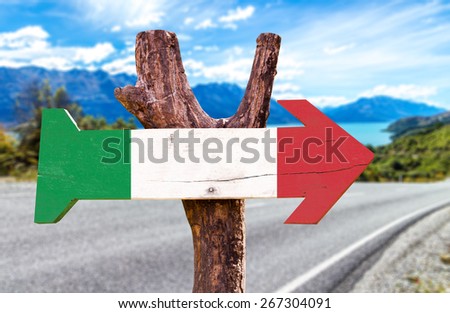 Italy Flag sign with road background