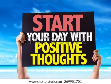 Start Your Day with Positive Thoughts card with beach background