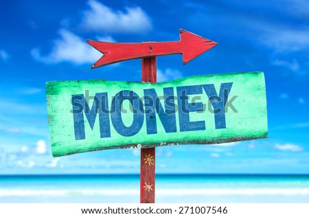 Money sign with beach background