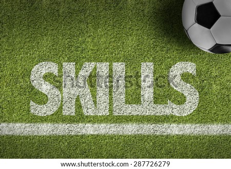 Soccer field with the text: Skills