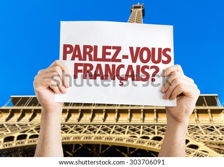 Do You Speak French? (in French) card with Eiffel Tower on background