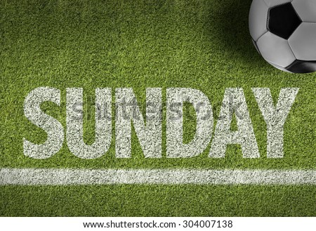 Soccer field with the text: Sunday