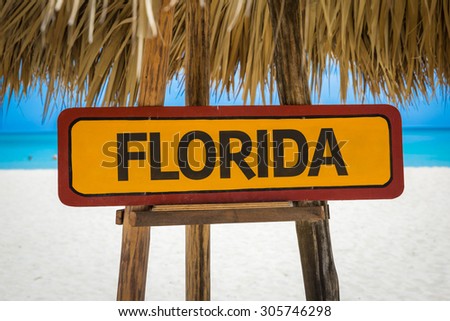 Florida sign with beach background
