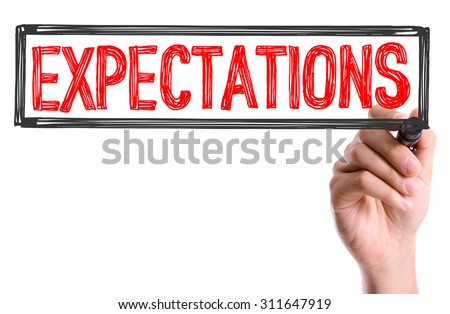 Hand with marker writing the word Expectations Stock foto © 
