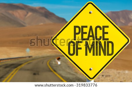 Peace of Mind sign on desert road