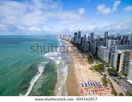Aerial View of Boa Viagem Beach, Recife, Pernambuco, Brazil Foto stock © 