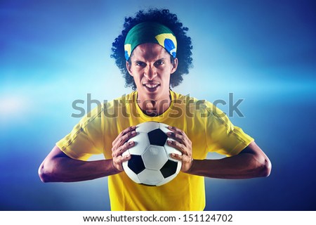 Brasil soccer man with ball portrait