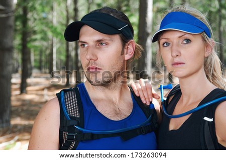 portrait of fit active healthy lifestyle trail runners