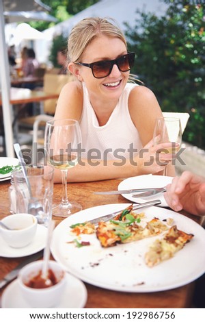 Healthy restaurant lunch for vacation couple in summer