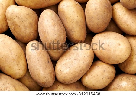 potato Raw fruit and vegetable backgrounds overhead perspective, part of a set collection of healthy organic fresh produce