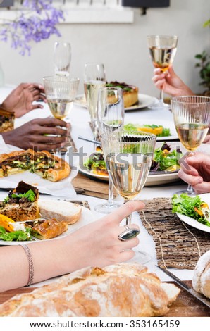 Similar – Image, Stock Photo Anonymous person eating toast with eggs and cheese