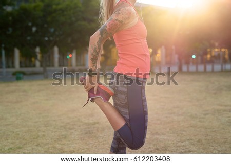 Image, Stock Photo Anonymous tattooed woman leaning on friend on beach