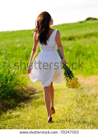 Similar – Image, Stock Photo Woman in green field woman