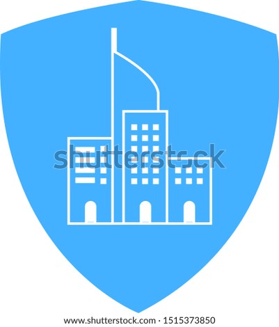 Outlined Jakarta Skyline with Blue Triangle Shield Logo for Security Company