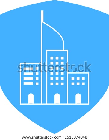 Outlined Jakarta Skyline with Blue Shield Logo for Security Company