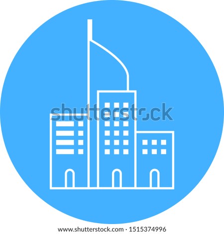 Outlined Jakarta Skyline with Blue Circle Logo for Security Company