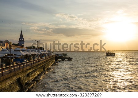 Ver o Peso Market in Belem and the Sea with the Sunset - Brazil Foto stock © 