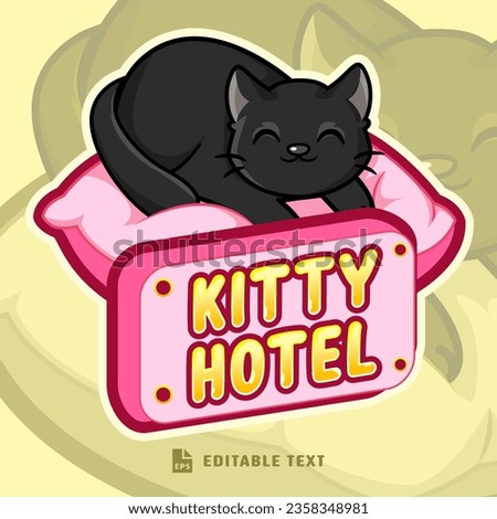 Cute Sleepy Cat Logo Cartoon