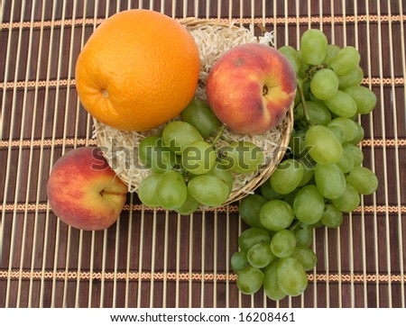 basket with fruit on a white background
