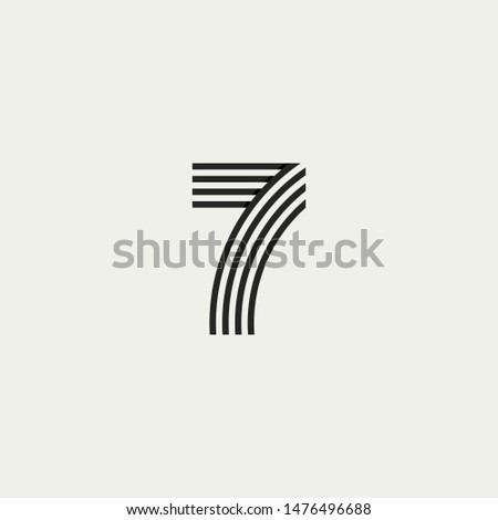 7 monogram. Abstract letter 7 logo design. Line creative symbol. Logo branding. Universal vector icon - Vector