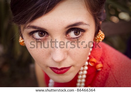 vintage fashion portrait of sixties style girl