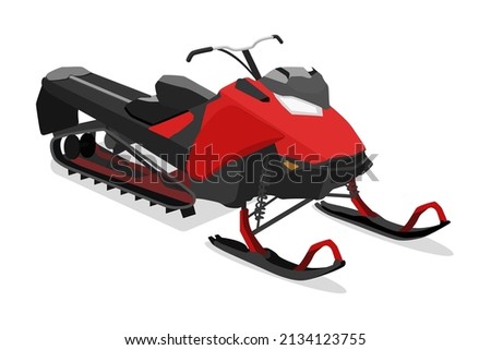 Snowmobile isolated on the white background. Vector illustration