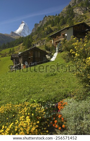 SWITZERLAND LANDSCAPE WHITH CERVINO AT THE BOTTOM