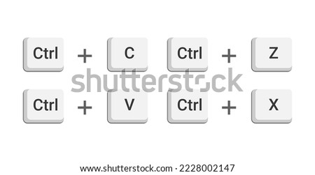 Vector of Ctrl C, Ctrl V, Ctrl Z, Ctrl X keyboard buttons.