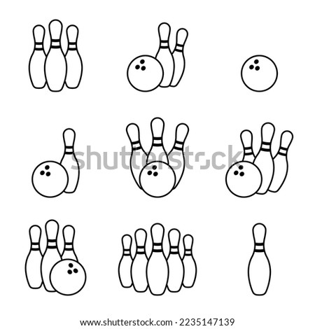 Bowling game. Bowling ball and pin icon. Vector icon.
