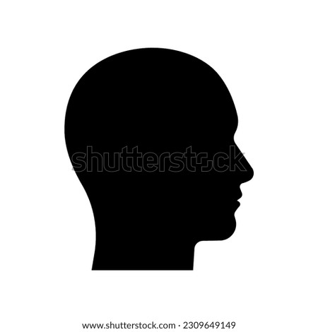 Head side view vector sihouette isolated on white background.