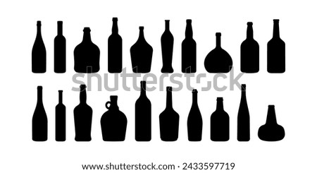 Wine bottle silhouette vector isolated on white background.