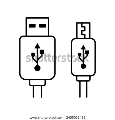 USB cable connector line icon isolated