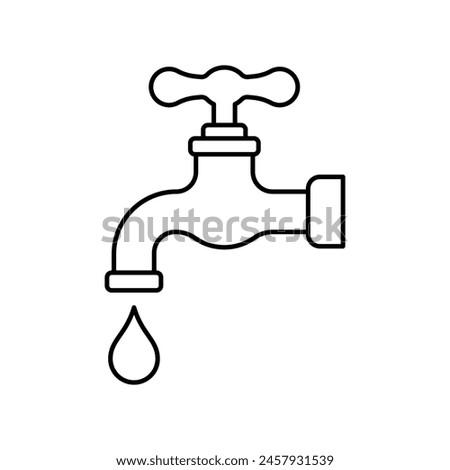 Water tap line icon isolated on white background.
