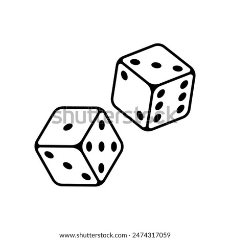 Two dice line icon isolated on white background.