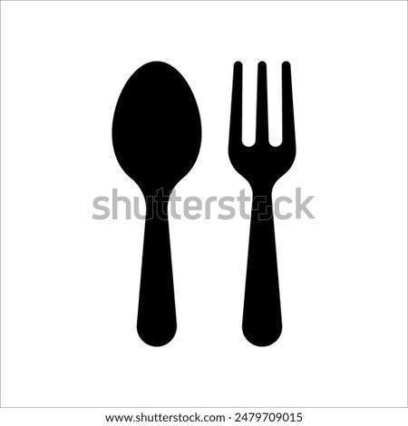 Spoon and fork icon isolated on white background.