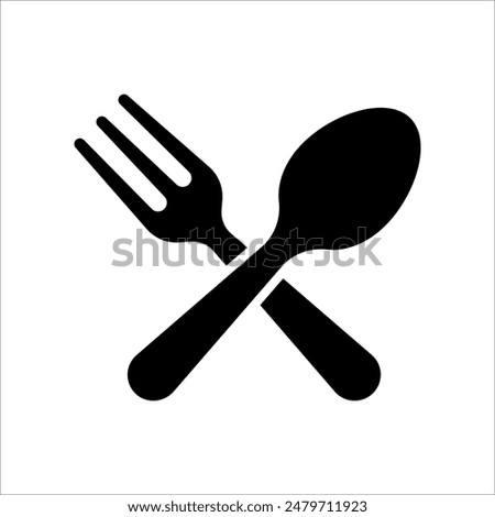 Spoon and fork icon isolated on white background.