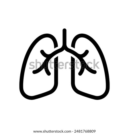 Lungs line icon isolated on white background.