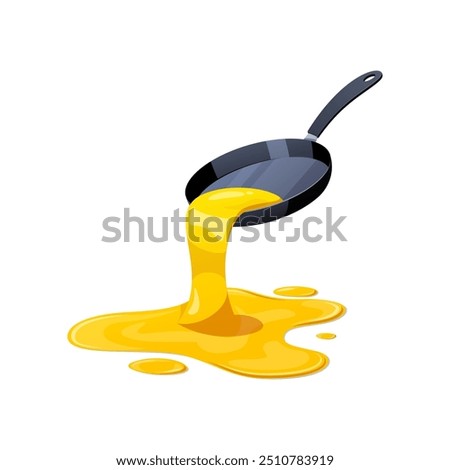 Frying pan spills cooking oil vector isolated on white background.