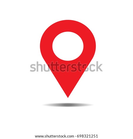 Location red icon vector. Pin sign Isolated on white background. Navigation map, gps, direction, place, compass, contact, search concept. Flat style for graphic design, logo, Web, UI, mobile. EPS10