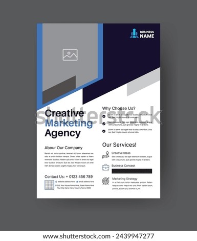 Professional Corporate Business Flayer Design. Marketing Abstract Flyer. Modern One Pager Template