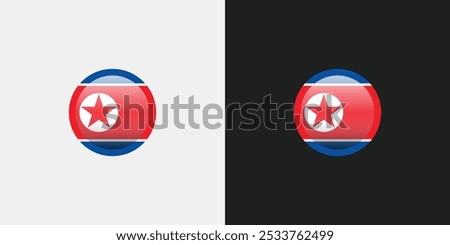 North Korea Circle Flag Round National Flag