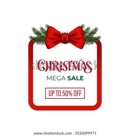 Christmas Sale Offer Badge and Sale Hanging for Christmas sale concept. Sale Christmas collection. Discount and price tags on paper.
