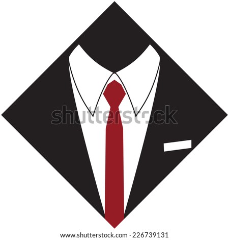 Silhouette Of A Man Suit And Red Tie, Hand Drawn, Vector Illustration ...