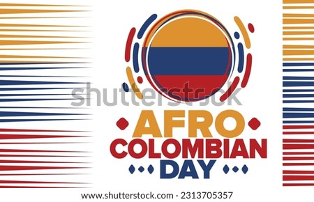 Afro-Colombian Day in Colombia. Celebrate annual in May 21. Freedom day poster. National holiday. Colombian flag. Afro-Colombian culture, history and heritage. Tradition pattern. Vector illustration